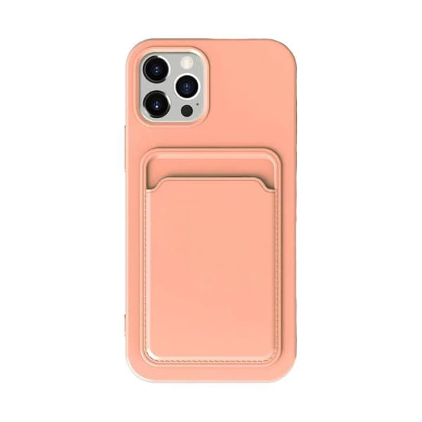 iPhone 14 Pro Max Silikonskal med Korthållare - Rosa