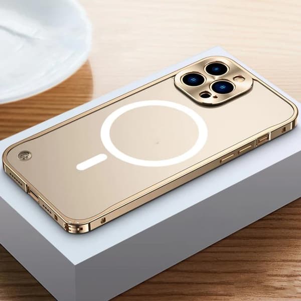 iPhone 14 Pro Skal Magsafe Metall Frame - Guld