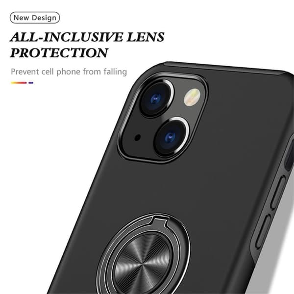iPhone 14 Fingerring Kickstand Hybrid Taske - Sort