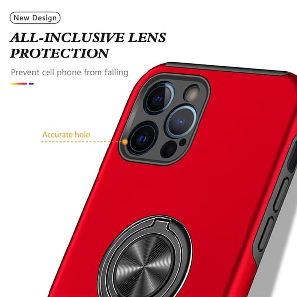 iPhone 14 Pro Fingerring Kickstand Hybrid Taske - Rød