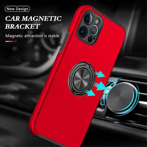iPhone 14 Pro Fingerring Kickstand Hybrid Taske - Rød