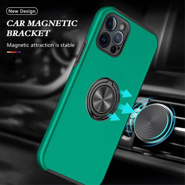 iPhone 14 Pro Fingerring Kickstand Hybrid Taske - Grøn