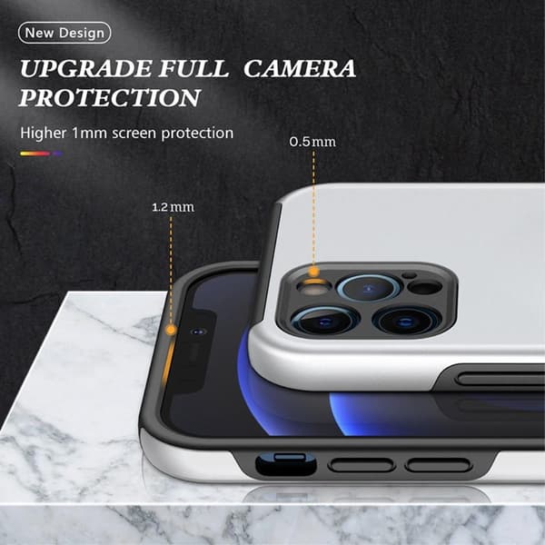 iPhone 14 Pro Finger Ring Kickstand Hybrid Case - Silver