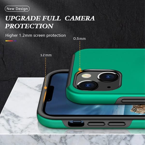 iPhone 14 Plus Fingerring Kickstand Hybrid Taske - Grøn