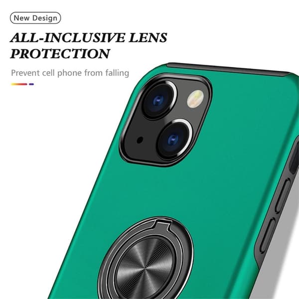 iPhone 14 Plus Fingerring Kickstand Hybrid Taske - Grøn