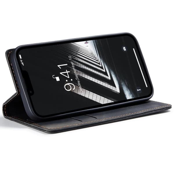 CASEME Retro lompakkokotelo iPhone 14 - musta