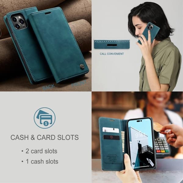 CASEME Lommebok-deksel iPhone 14 Pro - Blå