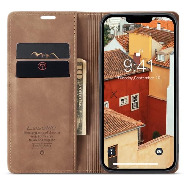 CASEME Lommebok-deksel iPhone 14 Pro - Lysebrun