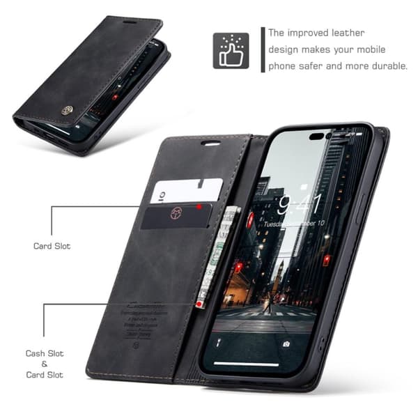 CASEME Lommebok-deksel iPhone 14 Pro Max - Svart