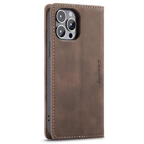 CASEME Retro tegnebog taske til iPhone 14 Pro Max - Mørkebrun