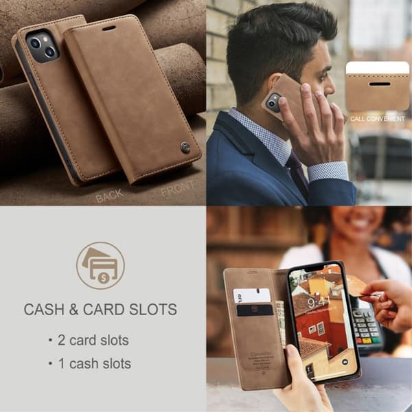 CASEME Plånboksfodral iPhone 14 Plus - LjusBrun