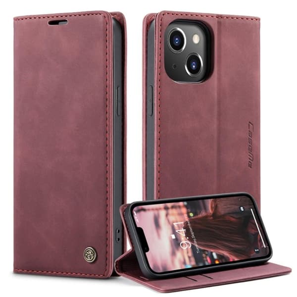 CASEME Retro tegnebog taske til iPhone 14 Plus - Rød