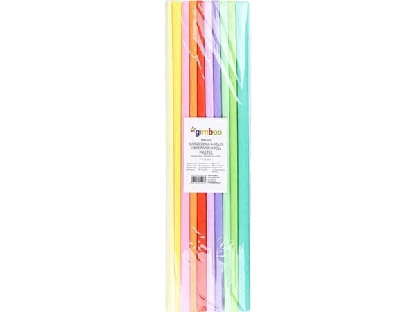 GIMBOO rypytetty pehmopaperi rullassa 10 väriä pastelli 50x200cm hinta per pakkaus