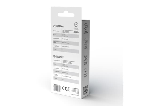 USB-kabel med skjerm, 100W, CL-174