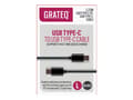 Miniatyrbild 4 av 5: GRATEQ - USB-kabel - 24 pin USB-C (han) til 24 pin USB-C (han) - 3 A - 2,25 m - sort
