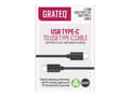 Miniatyrbild 5 av 5: GRATEQ - USB-kabel - 24 pin USB-C (han) til 24 pin USB-C (han) - 3 A - 2,25 m - sort