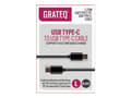 Miniatyrbild 2 av 5: GRATEQ - USB-kabel - 24 pin USB-C (han) til 24 pin USB-C (han) - 3 A - 2,25 m - sort