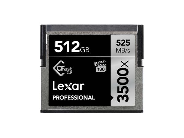 Lexar Professional 3500x CFast 2.0, 512 GB, CFast 2.0, 525 MB/s, 445 MB/s, Sort, Grå