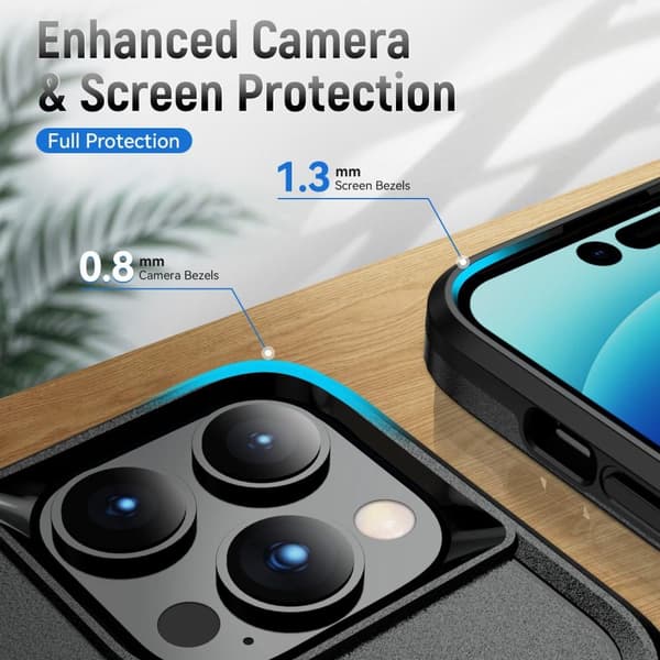 iPhone 14 Pro Shockproof TPU + PC Kickstand Phone Case Car Mount Metal Sheet - Black