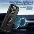 Miniatyrbillede 9 af 11: iPhone 14 Pro Shockproof TPU + PC Kickstand Phone Case Car Mount Metal Sheet - Black