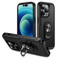 Miniatyrbillede 1 af 11: iPhone 14 Pro Shockproof TPU + PC Kickstand Phone Case Car Mount Metal Sheet - Black