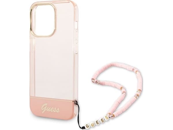 Guess Etui Guess GUHCP14LHGCOHP Apple iPhone 14 Pro różowy/pink hardcase Translucent Pearl Strap