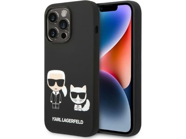Karl Lagerfeld flytende silikon Karl & Choupette MagSafe - iPhone 14 Pro Max-deksel (svart)