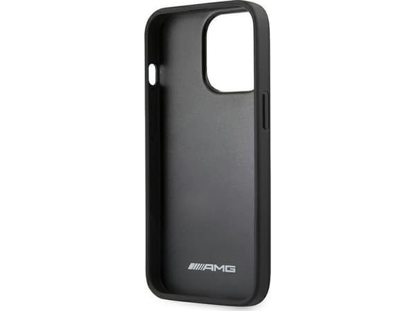 Mercedes AMG AMHCP14LGSEBK iPhone 14 Pro 6.1" svart / svart hardt deksel, skinnpregede linjer