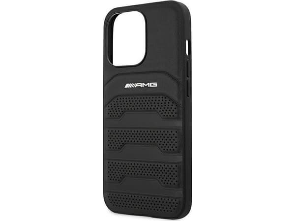 Mercedes AMG AMHCP14LGSEBK iPhone 14 Pro 6.1" svart / svart hardt deksel, skinnpregede linjer