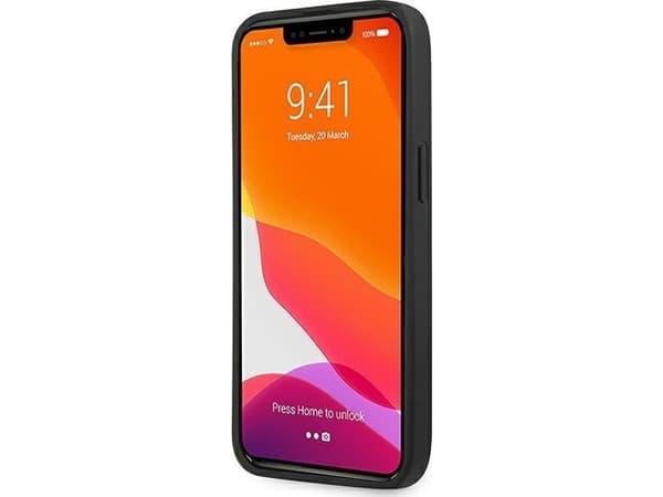 Mercedes AMG AMHCP14LGSEBK iPhone 14 Pro 6.1" svart / svart hardt deksel, skinnpregede linjer