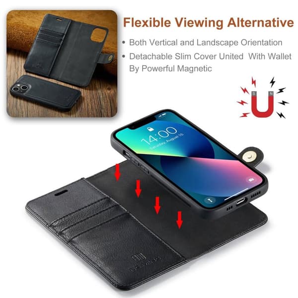 iPhone 14 DG.MING Irrotettava 2-in-1-lompakkokuori