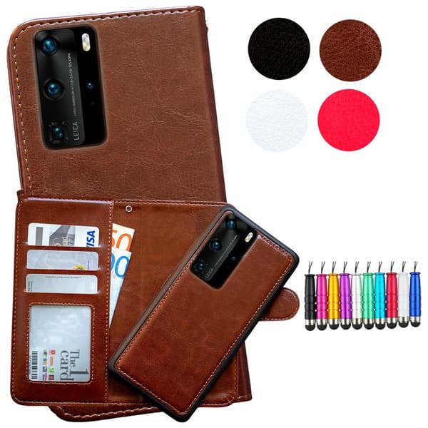 Huawei P40 Pro - Läderfodral / Skydd Brown