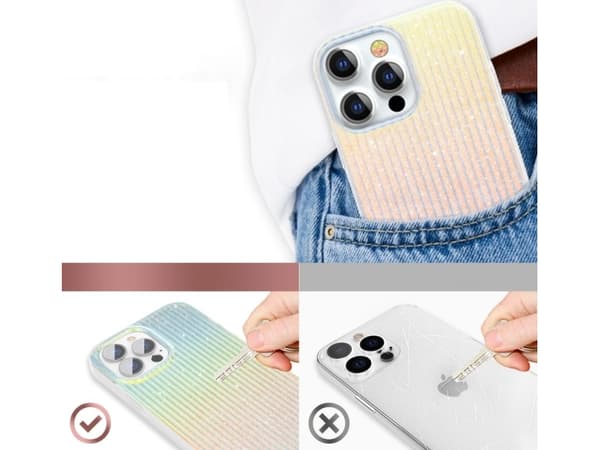 Kingxbar Kingxbar Travel Series Luxury Elegant Case for iPhone 13 Pro blå og oransje (skyer)