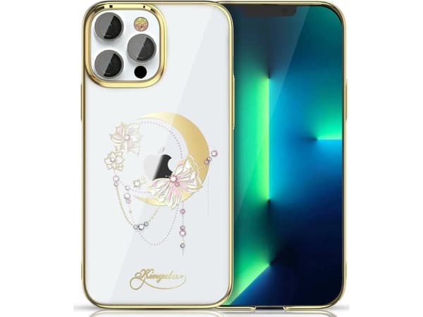 Kingxbar Kingxbar Moon Series luksusdeksel med Swarovski-krystaller til iPhone 13 Pro gull (Sommerfugl)