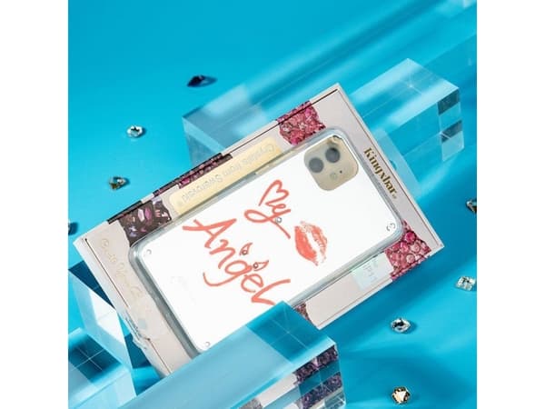 Kingxbar Kingxbar Angel peili tapauksessa koristeltu aitoja Swarovski-kristalleja iPhone 11 Pro Max peili kirkas universaali