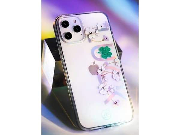 Kingxbar Kingxbar Lucky Series-deksel dekorert med original Swarovski Crystals iPhone 12 mini gjennomsiktig (Clover) universal
