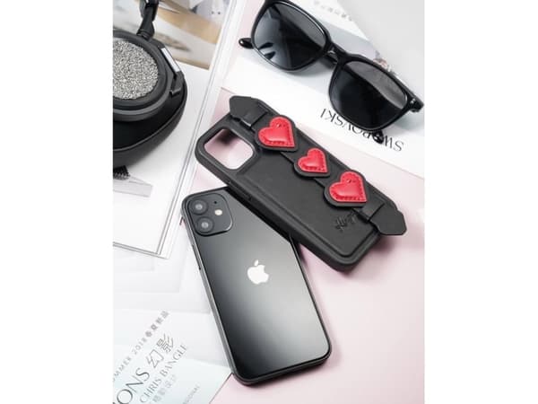 Kingxbar Kingxbar Sweet Series gel-deksel dekorert med originale Swarovski-krystaller med stativ iPhone 12 Pro / iPhone 12 svart