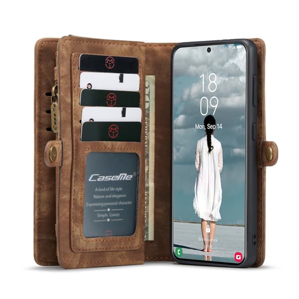 CaseMe Plånboksfodral Galaxy S21 FE Multi-Slot Brun