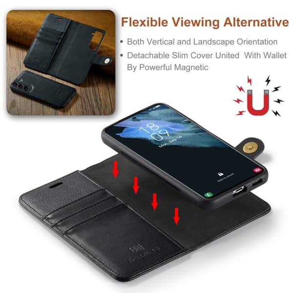 DG.MING 2-in-1 Magnet Wallet Samsung Galaxy S22 Black