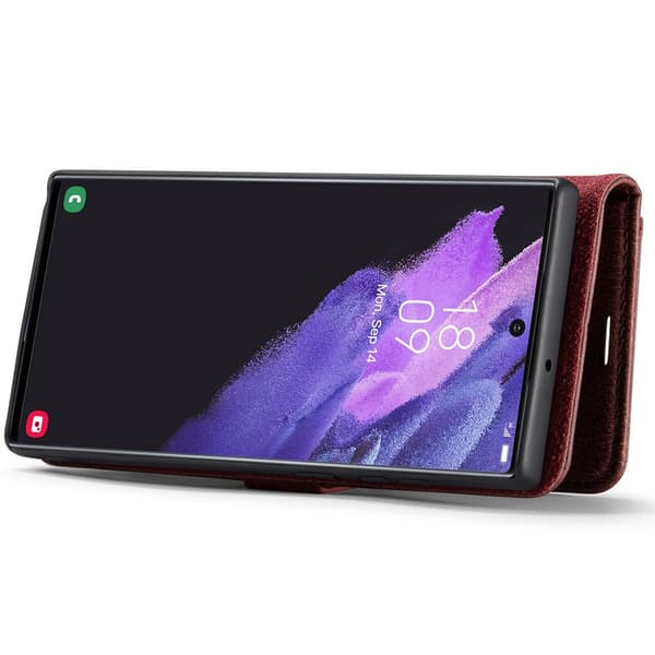 DG.MING 2-in-1 Magnet Wallet Samsung Galaxy S22 Ultra Red