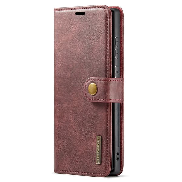 DG.MING 2-in-1 Magnet Wallet Samsung Galaxy S22 Ultra Red