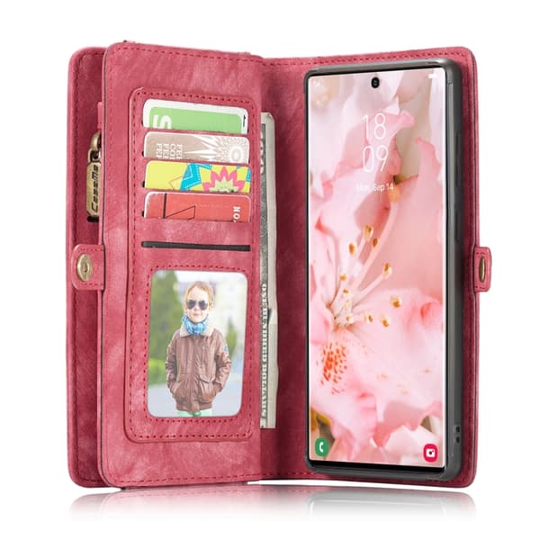 CaseMe Multi-Slot 2 i 1 Plånboksfodral Galaxy S22 Ultra Röd