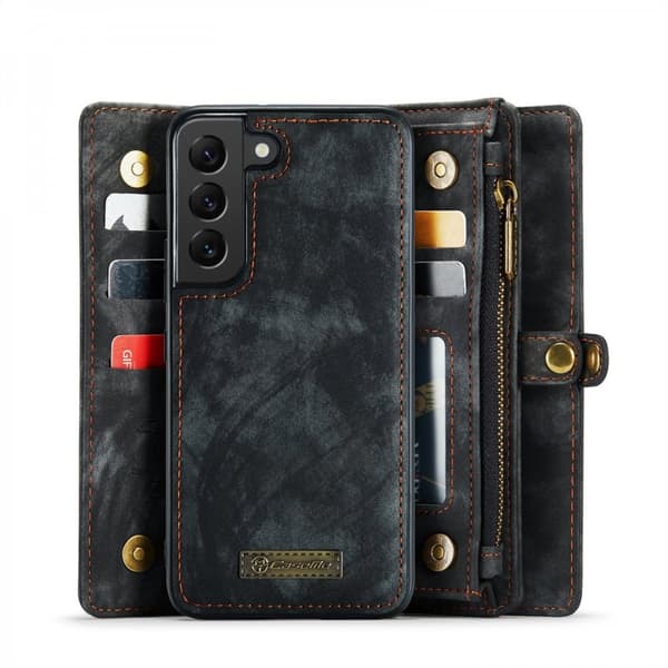 CaseMe Multi-Slot 2 i 1 Plånboksfodral Galaxy S22 Svart