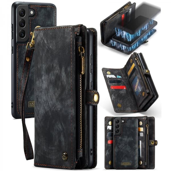 CaseMe Multi-Slot 2 i 1 Plånboksfodral Galaxy S22 Svart