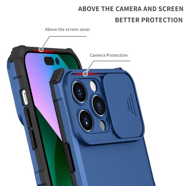Kickstand Skal iPhone 14 Pro Max Kameraskydd Blå