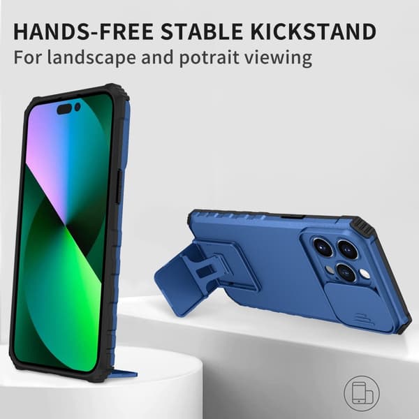 Kickstand Skal iPhone 14 Pro Max Kameraskydd Blå