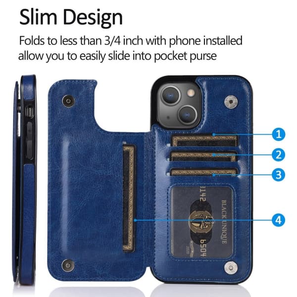 iPhone 14 Plus Skal Plånbok Blå