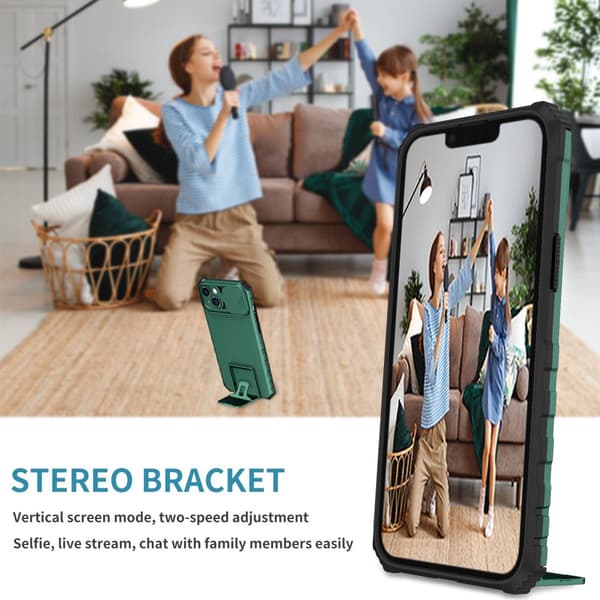 Kickstand Skal iPhone 14 Plus Kameraskydd Grön