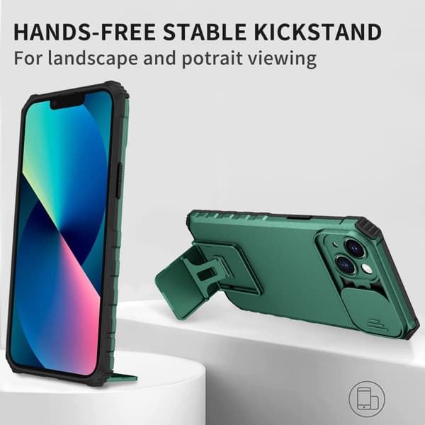 Kickstand Skal iPhone 14 Plus Kameraskydd Grön