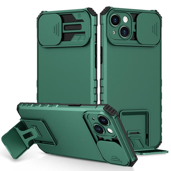 Kickstand Skal iPhone 14 Plus Kameraskydd Grön